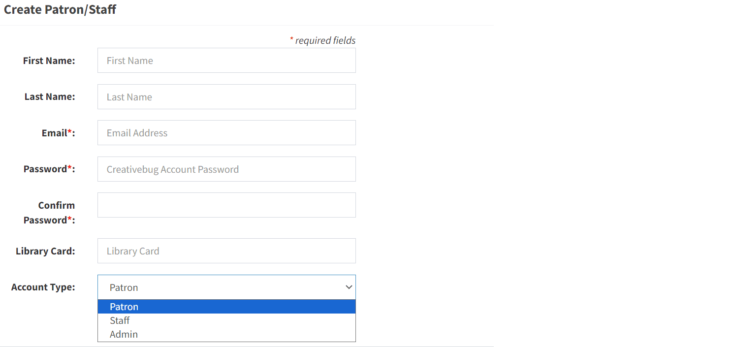 Create Patron/Staff