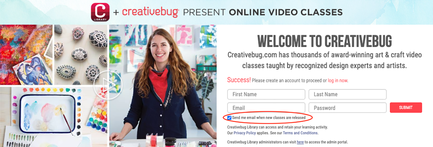 Image of email opt in on log in page