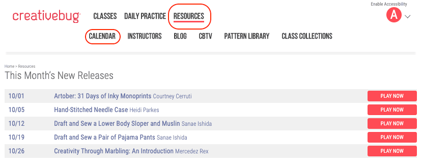 Resources - Calendar