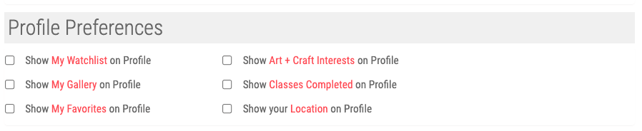Profile Preferences